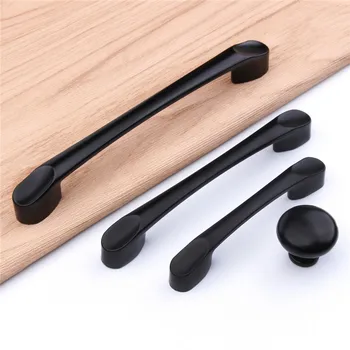 ZENHOSIT Black Zinc Alloy Cabinet Pulls Kitchen Cupboard Door Handles Drawer Knobs SH64mm96mm128mm For Furniture Hardware