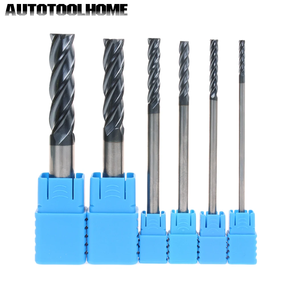 

1PC 4 Flute 3 4 5 6 10 12mm Tungsten End Mill Bits Milling Cutter for Steel Alloy CNC HRC45 100mm Length Lengthen Straight Shank