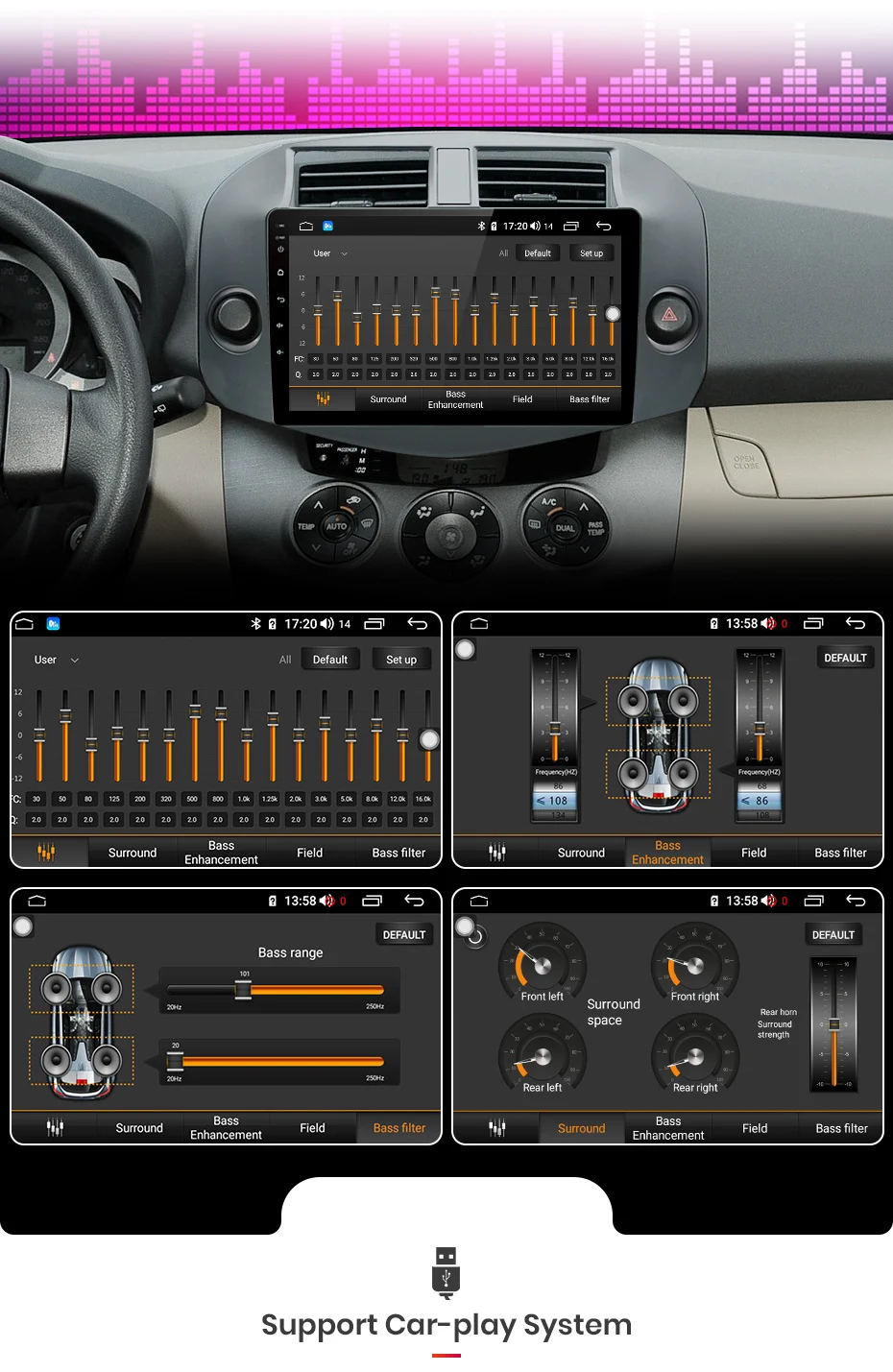 Junsun V1pro 4G+ 64G CarPlay Android 9,0 для Toyota RAV4 2005-2013 автомобильный Радио Мультимедиа Видео плеер навигация gps RDS 2 din dvd