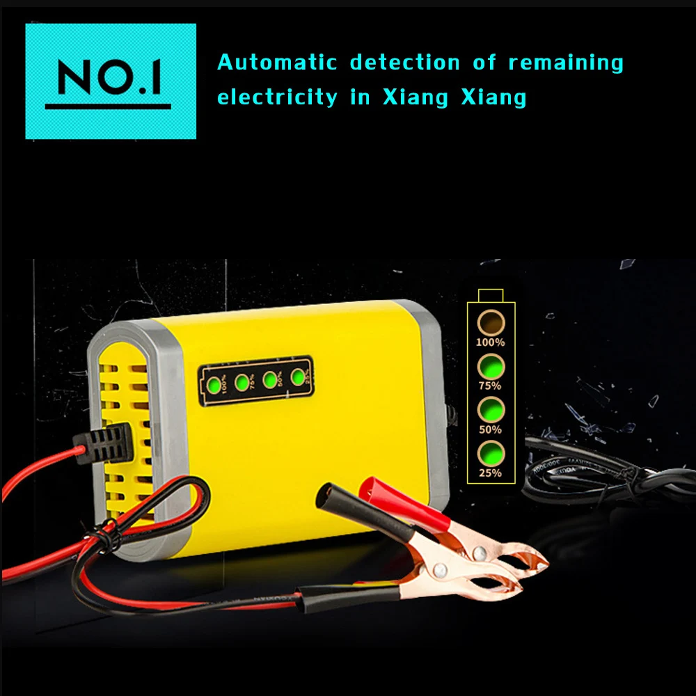 

220V EU Plug Full Automatic Smart Automotive Motorcycle Fast Charge Universal 12V 2A Car Battery Charger LED Display