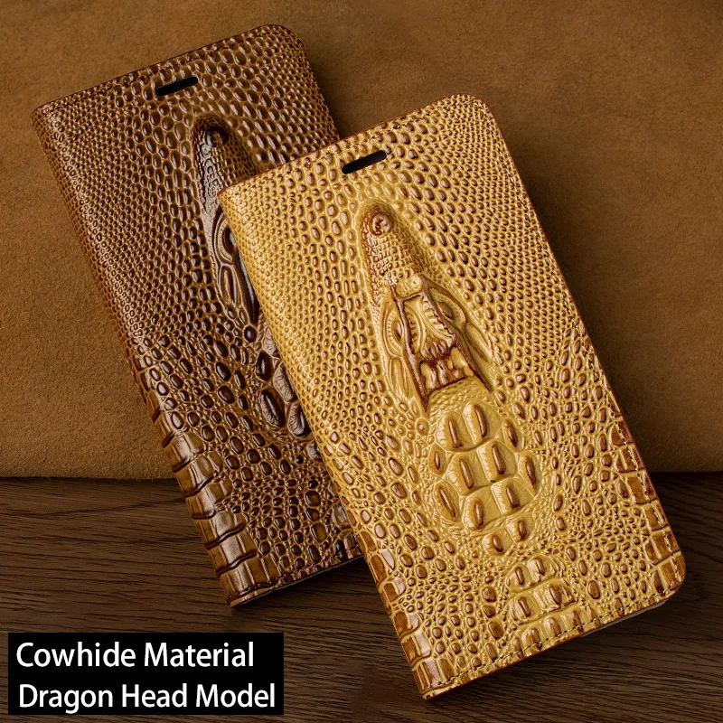 

Luxury Dragon Head Flip Case For Xiaomi 5 5S 6 Max 2 Mix 2S A1 A2 Case Genuine Leather Soft inner For Redmi Note 4 4X 5 5A Plus