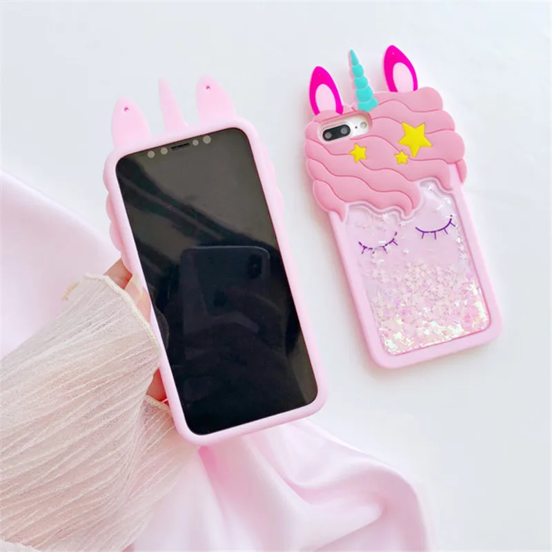 3D Единорог силиконовый динамический песок мягкий чехол для OPPO A37 A39 A57 A59 A73 A79 F1S F5 F7