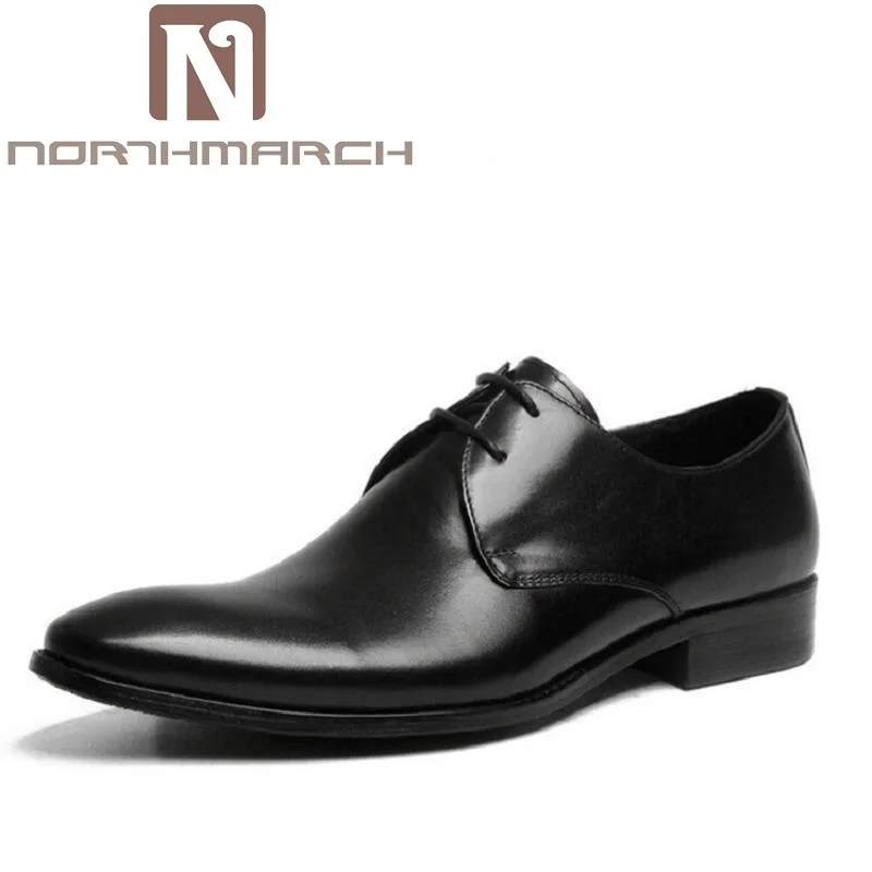 

NORTHMARCH Mens Shoes Luxury Brand Designer Genuine Leather Lace Up Black Formal Dress Wedding Derby Shoes Zapatos Hombre