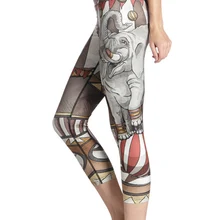Для женщин слон от Цирк Печати Фитнес быстросохнущая упражнения Леггинсы для женщин Высокая Талия до середины икры энергии Брюки для девочек Мотобрюки женская одежда