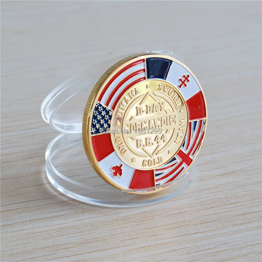 

Gift For Promotion ! Dhl free shipping 50pcs/lot Normandie War 70-year Anniversary Commemorative Coin 24K Gold Plated Coin