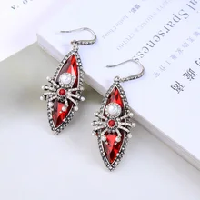 Vintage rojo imitación perla pendientes colgantes para mujer encanto cristal acrílico gancho pendientes joyería de boda(China)