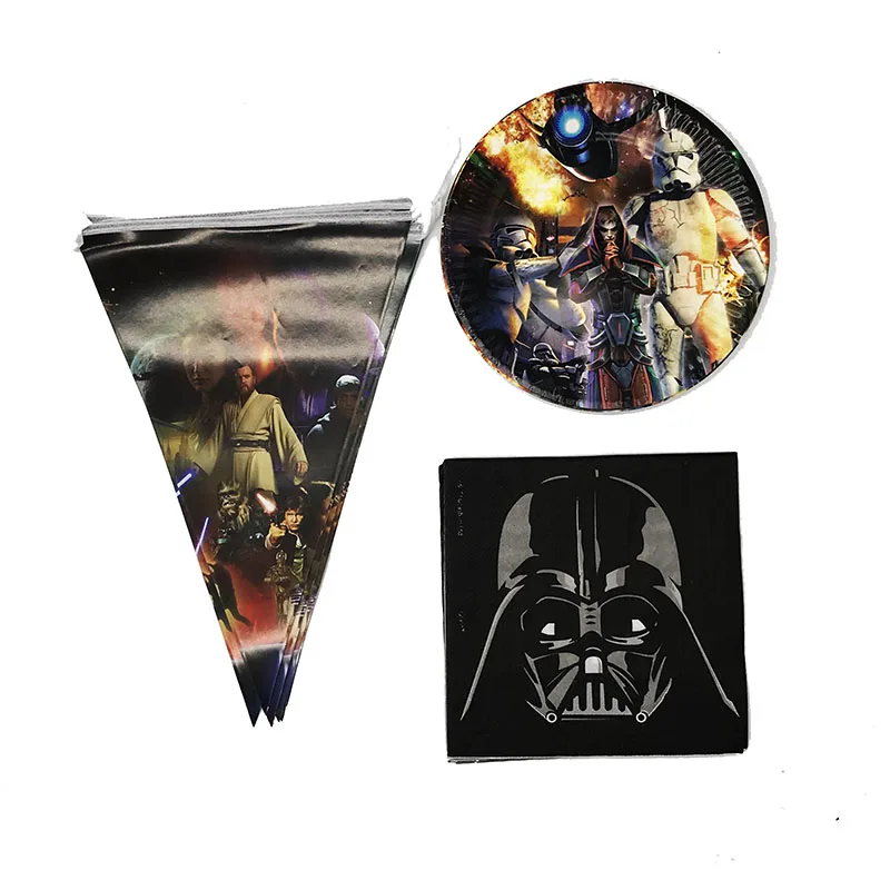 40pcs/lot Star wars plates napkins banners star wars napkins plates banner kids birthday party