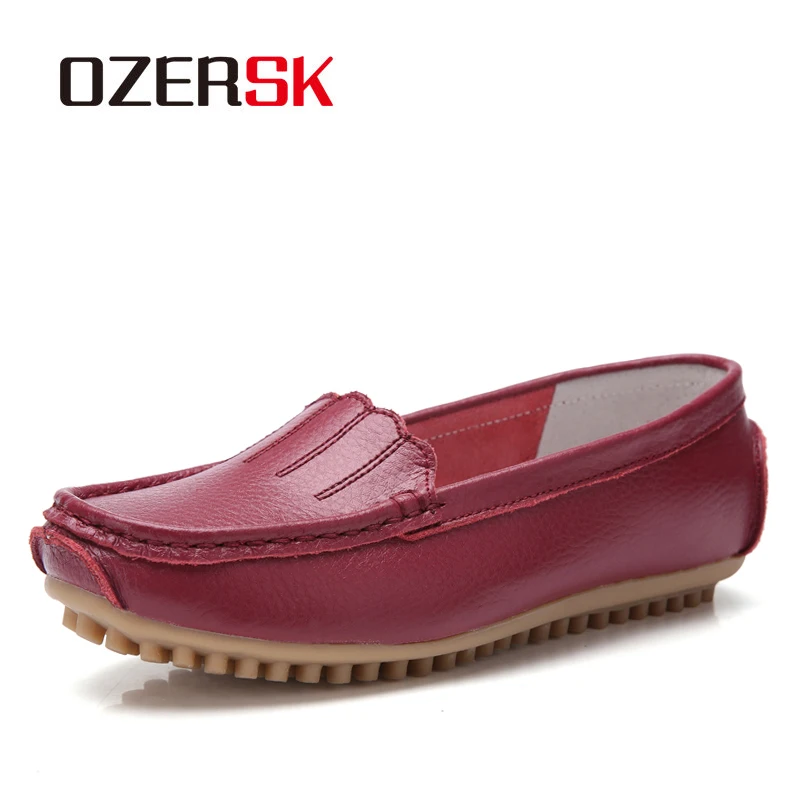 

OZERSK Spring Summer Women Moccasins Women's Flats Genuine leather Shoes Woman Lady Loafers Slip On Shoes Soft Mocasines Mujer