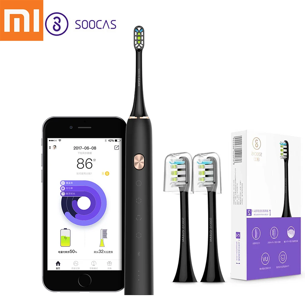 Xiaomi mijia Soocas X3, звуковая зубная щетка, зубная щетка, USB перезаряжаемая, обновленная, для взрослых, водонепроницаемая, ультра звуковая, автоматическая