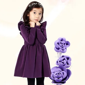 

Winter Baby Dress Long Sleeve Velvet Ruffles Dresses For Princess Girl Clothing Party Dance Weeding Dress Of Teen Girls Clothes