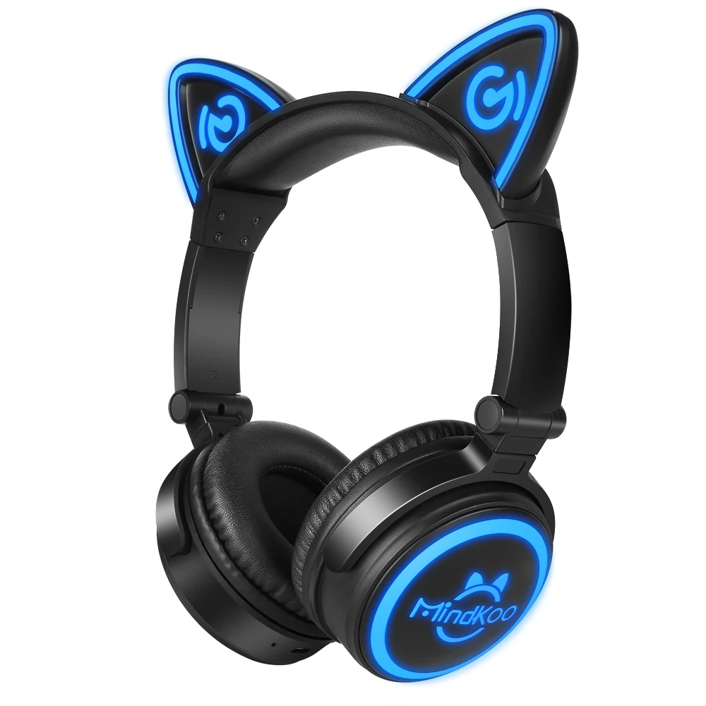 

100% Original Mindkoo Cat Ear Headphone Foldable Wireless Bluetooth Auriculares Headphones with Mic Black Color Fone de ouvido