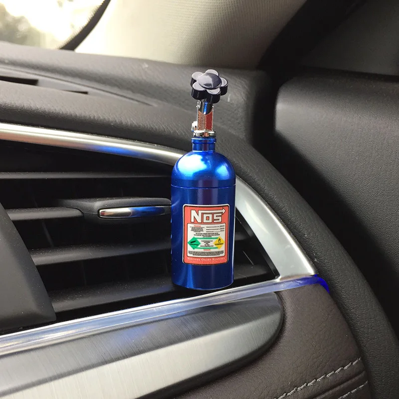 Turbo NOS бутылок брелок Металлический автомобильный освежитель воздуха автомобильного воздуховыпускного отверстия гелевый парфюм для BMW Audi Ford Volkswagen Honda Toyata Nissan Аксессуары - Название цвета: Blue