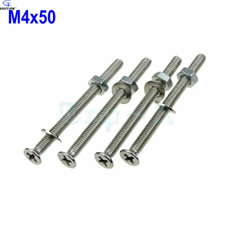 100pcs Lot Screw M4 50mm 304 Stainless Steel Phillips Flat Head Screws fit for Computer Case Fan