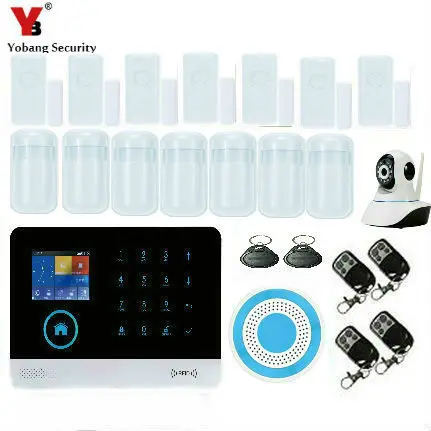 

YobangSecurity APP Control WIFI GSM Home Security Alarm Touch Screen Burglar Security Alarm System with IP Camera Wireless Siren