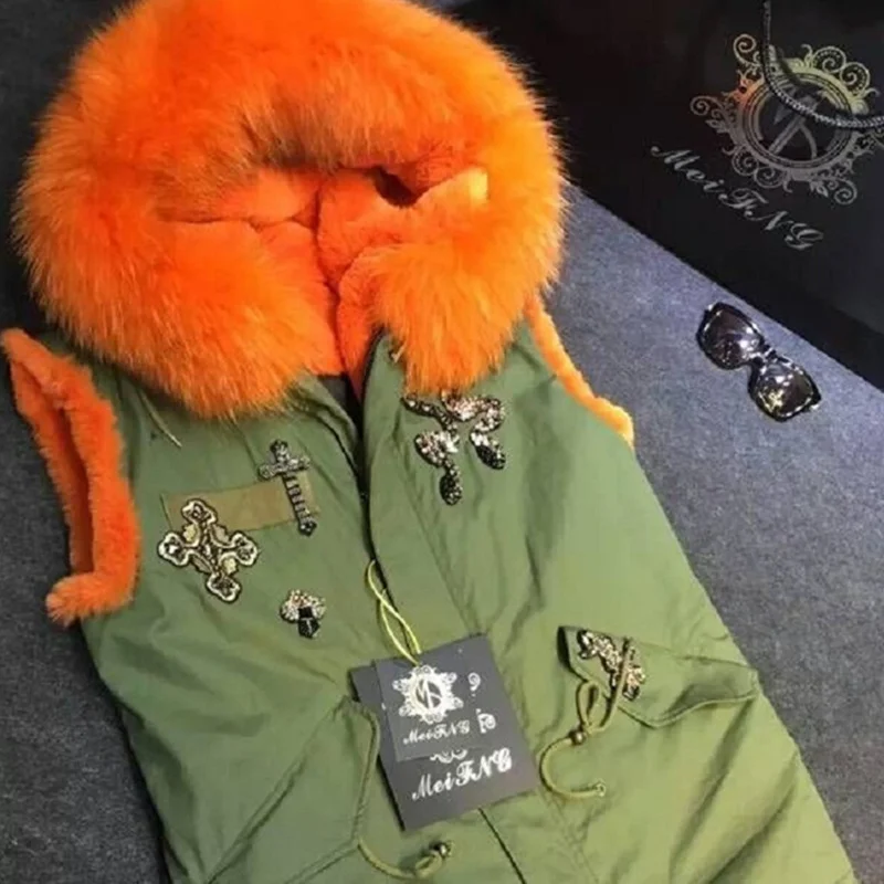 

6 color available Mr winter Vest,Beading Fashion Biggest Real Collar Thick Faux Fur Lining Mrs Waistcoat