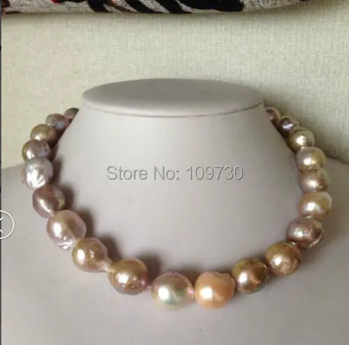

Jewelr 003767 HUGE 14-15MM SOUTH SEA BAROQUE GOLD PINK PEARL NECKLACE