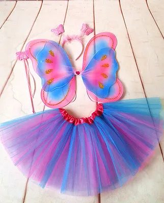 

anime Butterfly wing skirt Fairy tale princess costume cosplay cape shawl Headwear Pink sweet skirt halloween costume for kids