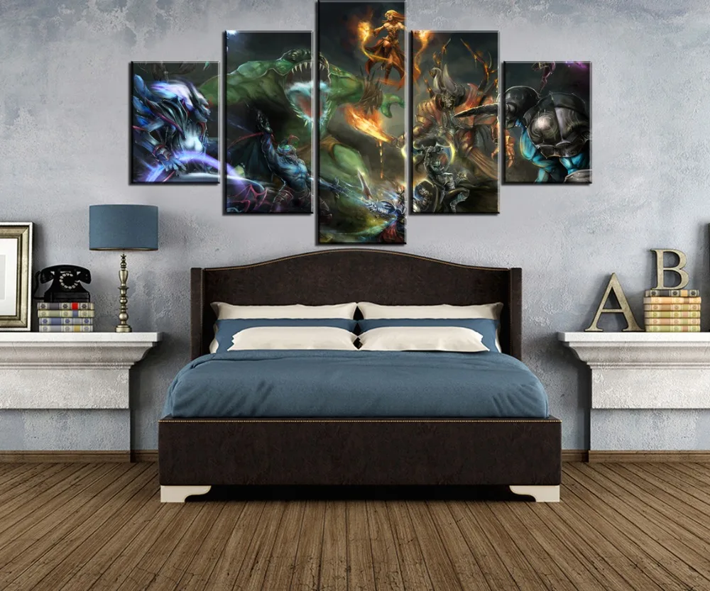 Canvas Wall Art Painting Modern HD Print Home Decor Picture DotA 2 Game 5 Piece Canvas Wall Art For