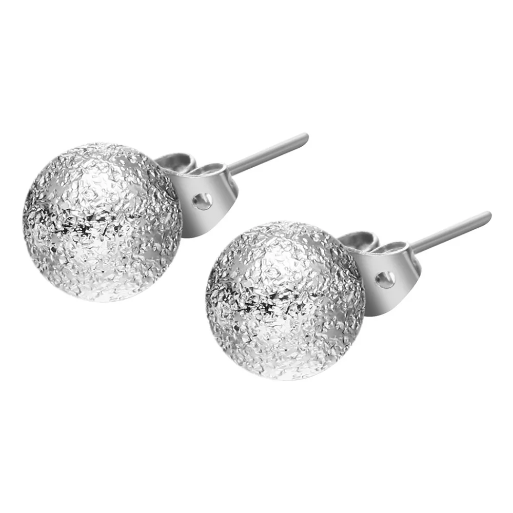 

Kinitial Matte Convex Double Side Round Disco Ball Bead Stud Earring Crystal Pearl Gift Women Fashion Simple Jewelry