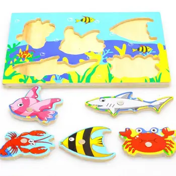 

OCADY Baby Funny Fishing Game & Wooden Ocean Jigsaw Puzzle Board Magnetic Toy Outdoor Fun Toy Great Funny Gift to Kid Baby