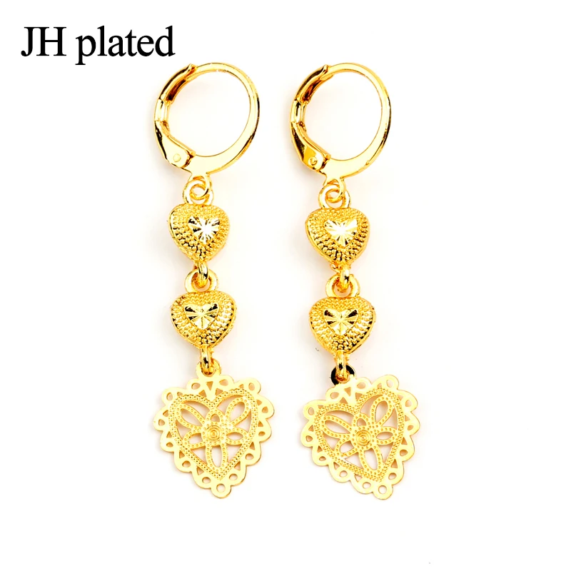 

JHplated Ethiopia African jewelery Cute Fashion Lady Gold Color Earrings love heart for women and girls the best gift