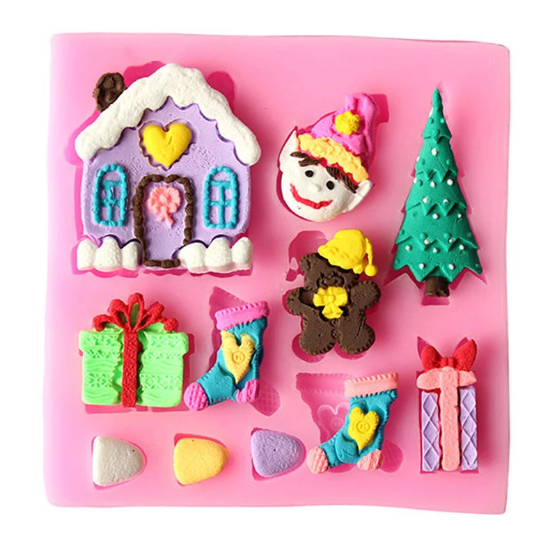 DIY Christmas Silicone Fondant Cake Mold Sugarcraft Decoration Chocolate Mould Tool