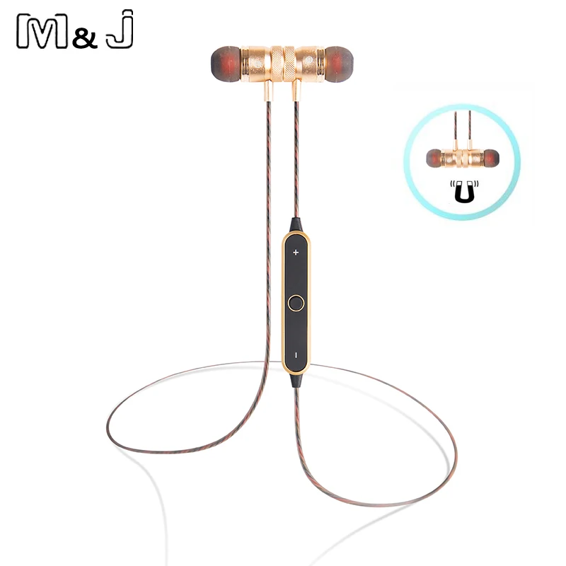 M & J BT-22 최신 자석 무선 블루투스 이어폰 이어폰 스테레오 음악 스포츠 전화를위한 마그네틱 이어폰 실행