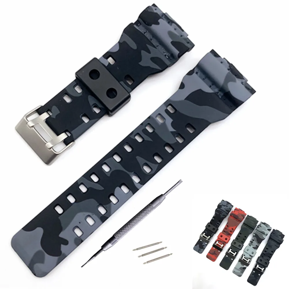 

16mm Silicone Watchband for G-Shock GA-110 GA-100 GA-120 GX-56/GXW-56 GR890 Camouflage Rubber Waterproof Men Watch Band Strap