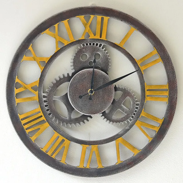 14 Inch Silent Gear Wooden Wall Clock Designs Round Vintage 14 Inch Silent Gear Wooden Wall Clock Designs Round Vintage Digital Clocks Kitchen Watch Mural