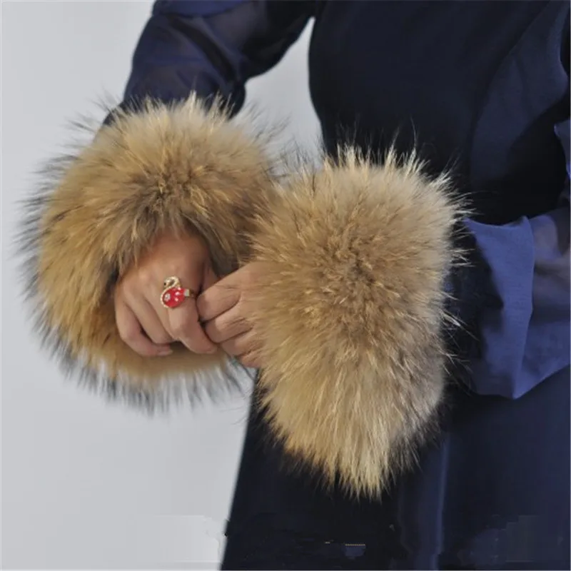 Goedkoop Real hoogwaardige wasbeer bont manchetten manchetten bont accessoires