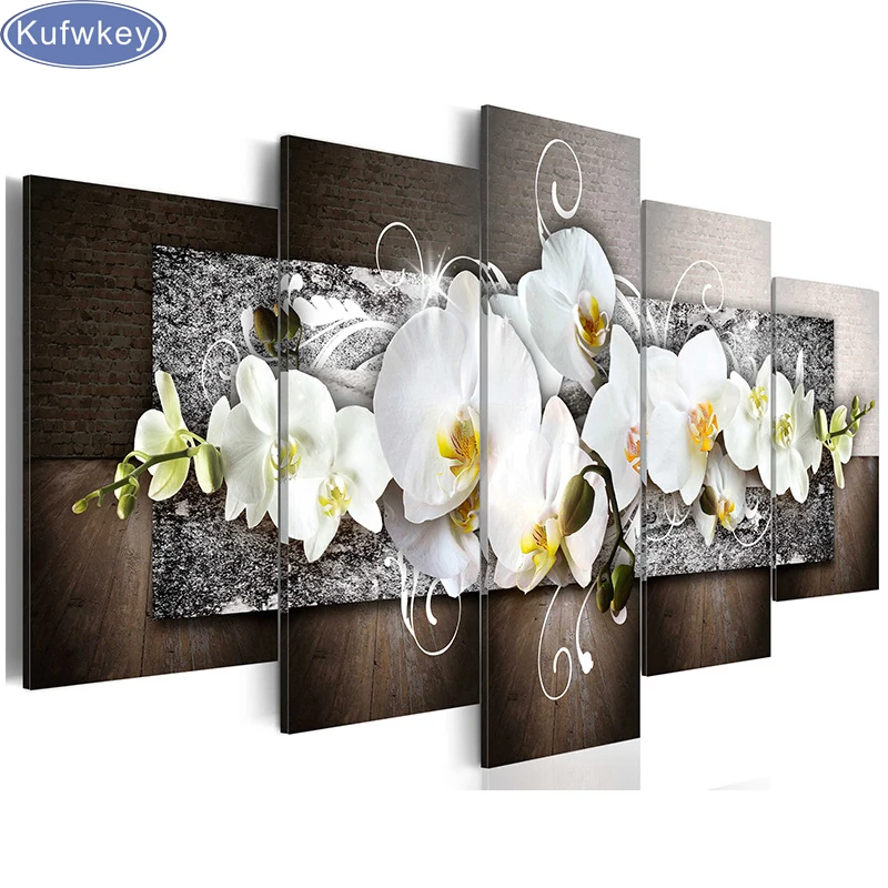 модульное панно на стену. модульная картина орхидея. модульные картины 5 частей. модульное панно на стену. модульная картина цветы.