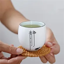 Передничек китайский иероглиф Кунг чашки fu из мультфильма «Холодное сердце» Керамика Чай чашки сделанный вручную чайный набор кунг-фу из белого фарфора Винтаж Чай чаша