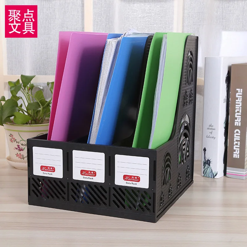 

Plastic Desk Organizer 3 Sections Document Rack Paper Book Holder Organizer Office School Supplies stationery holder organizer