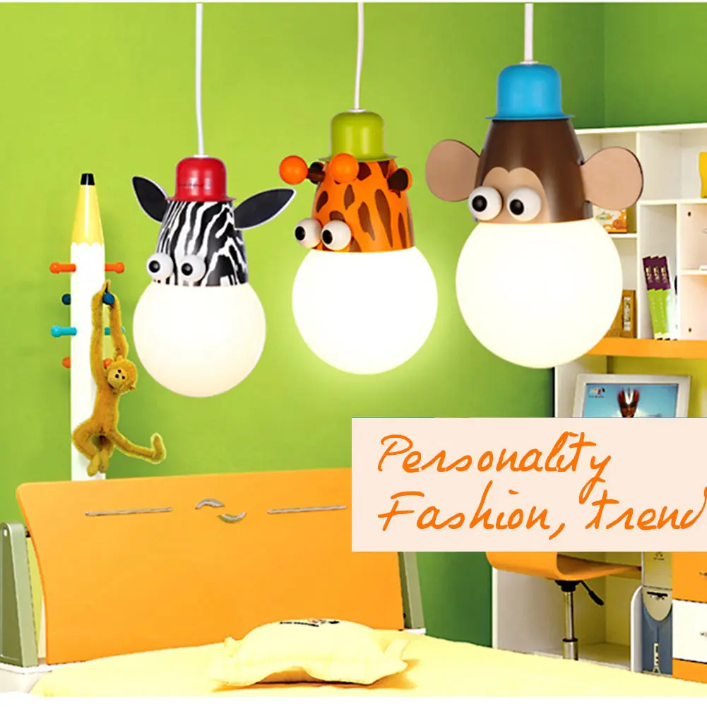 

Novelty LED Bulb Light Cartoon Animal Monkey Zebra Giraffe Children Kids Bedroom Pendant Lamp Hang Pendent Light Sleeping Light