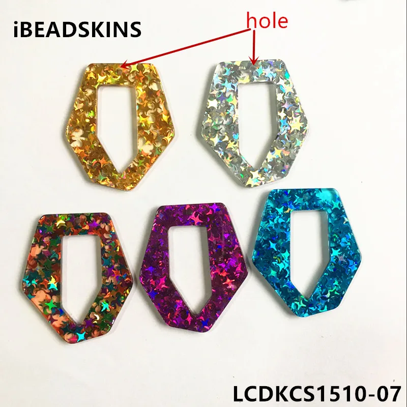 

New arrival! 41x35mm100pcs/lot acrylic Cone-shape Built-in sequins charms for earring/Jewelry DIY making#LCDKCS1510-07