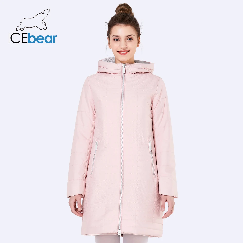 ICEbear 2019 осень длинные Хлопковые женские пальто с капюшоном модные пуховики парки