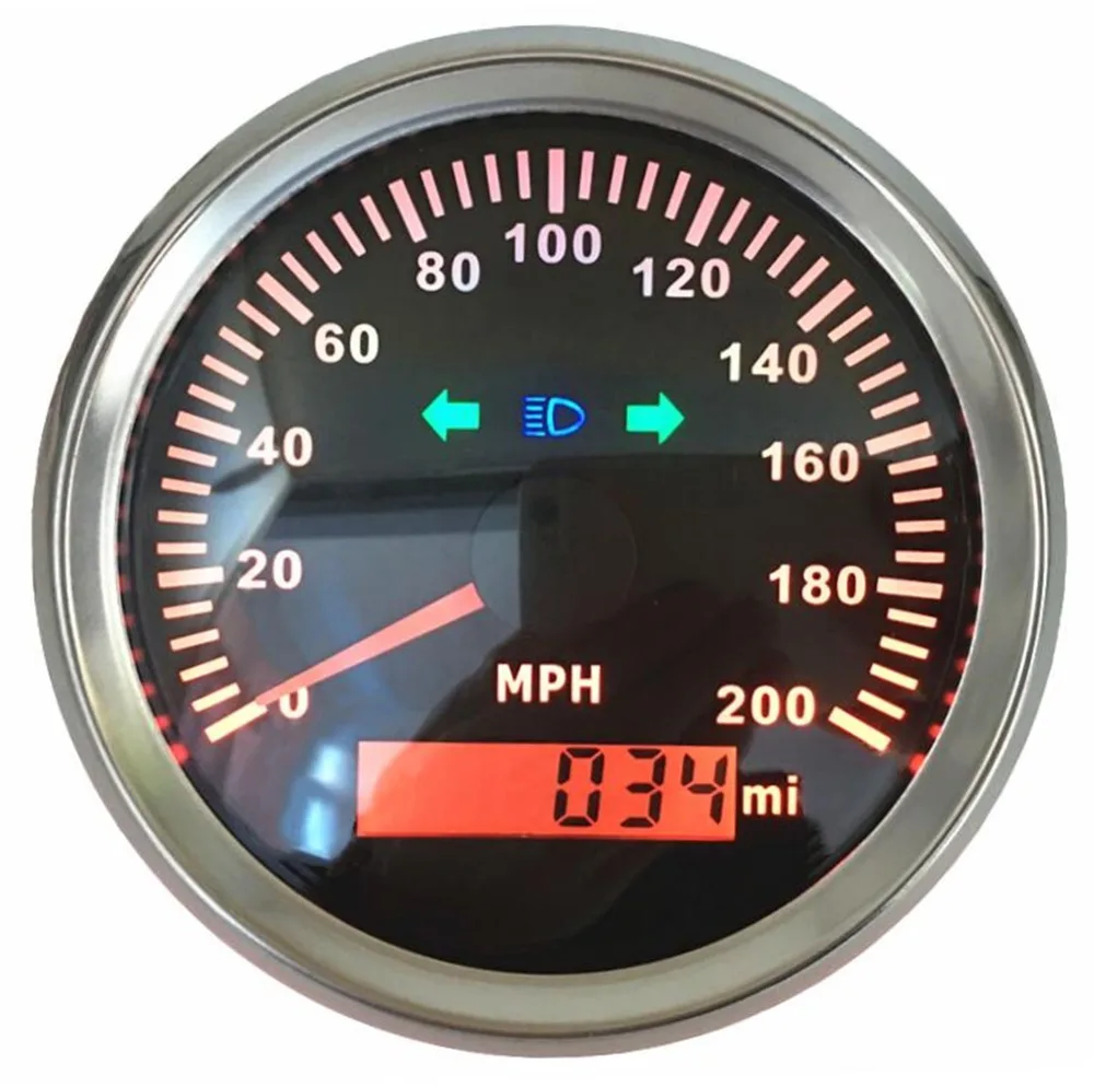 

Pack of 1 85mm Auto GPS Speedometers Tuning 0-200MPH Marine Instrument Panel Speed Mileometer Left and Right Turn Light Signal