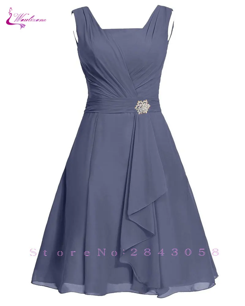Waulizane Elegant Chiffon A-Line Prom Dresses  Zipper Sleeveless Formal Dresses 16 colors Available Customs Made Regular Sleeve