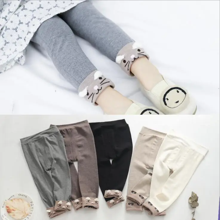 

spring children girls Tights cat ninth pants 5colors Combed cotton anti-pilling can be opened 1-4years TZ05