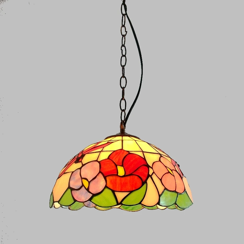 

Bao Yun 30CM peony Dragonfly modern chandelier Tiffany antique garden restaurant aisle color garden art lighting hanglampen