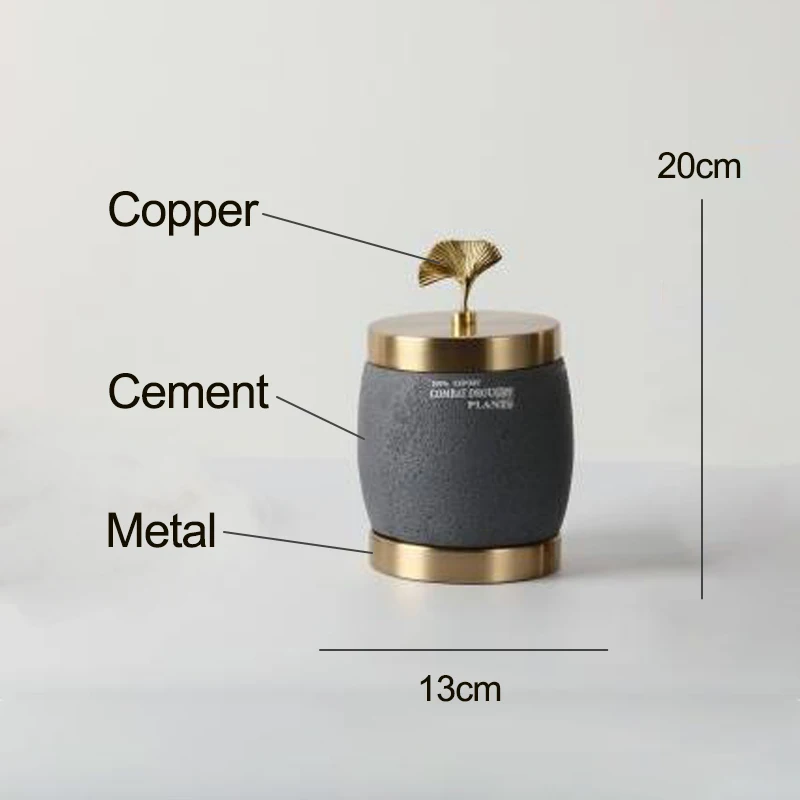 Современная синяя цементная ваза для обеденного зона цементный стол конфетная банка для гостиной золотая отделка цементная подставка для ручек для офиса модный декор для работы - Цвет: 13x20cm