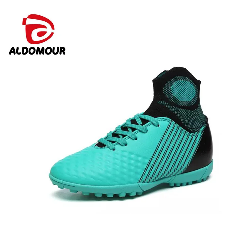 

ALDOMOUR Men's Soccer Shoes Indoor futsal soccer boots sneakers men cleats sock football shoes with ankle boots high hall zzl