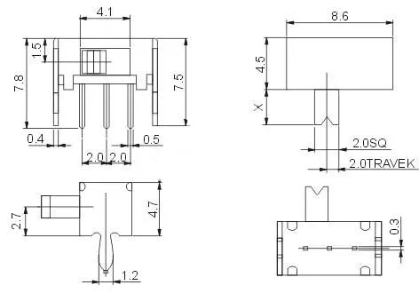 50 шт. SK12D07 тумблер 3Pin PCB 2 позиции 1P2T SPDT амортизирующие, для баскетбола переключатель сбоку ручка SK12D07VG4 высокое качество