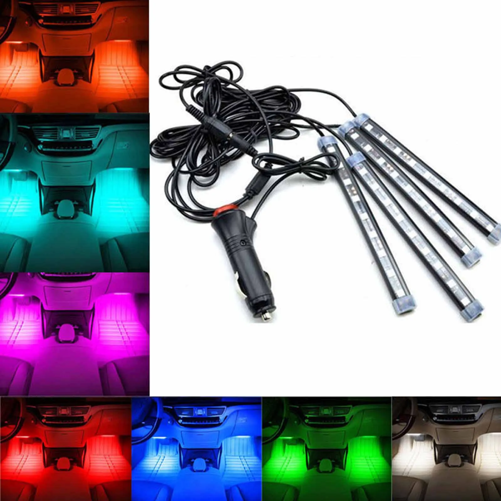 new 4pcs/set 12CM RGB LED Car Body Underglow Strip Neon Light Kit Remote Control