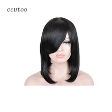 Ccutoo прямые короткие волосы Bobo Черный Синтетический Косплей Полный Парики Термостойкое волокно