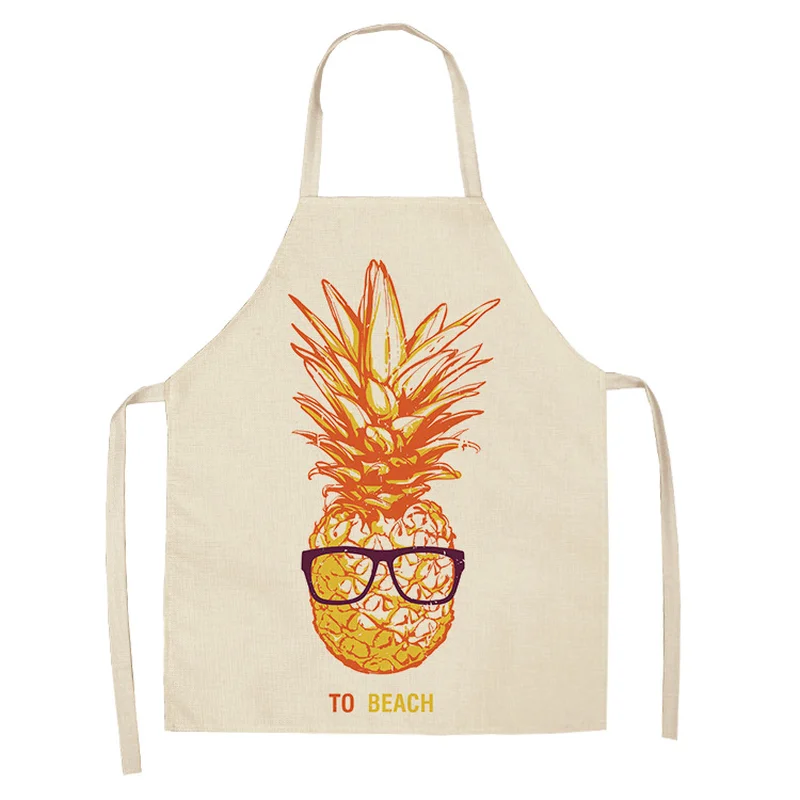 1 Pcs Cotton Linen Pineapple Pattern Kitchen Aprons for Woman Aprons Kitchen Cooking Baking Restaurant Cooking Sleeveless Aprons