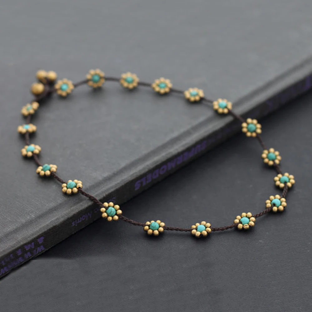 

11.11 big promotion bohemian handmade beaded woven braided brass choker necklace Natural stone jewelry christmas gifts 2018