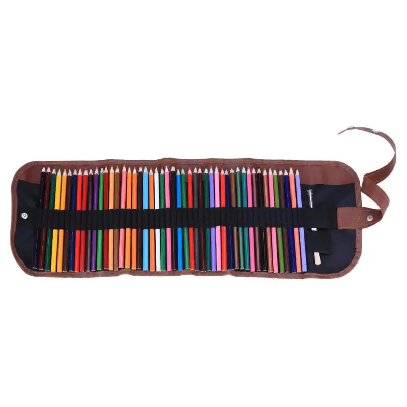 ALLOYSEEDY 48 Holes Roll Up Pencil Pouch Kit Set Colorful Sketch Oil