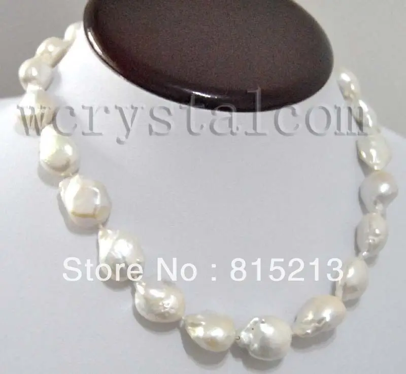 

FREE SHIPPING>>>@@ > N1361 white Reborn Keshi Nuclear Nucleated pearl 14x18mm necklace