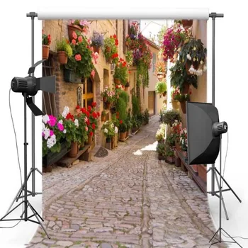 

Colour Flower Leaves Cottage Street photo backdrop Vinyl cloth High quality Computer print wall Photography Backgrounds